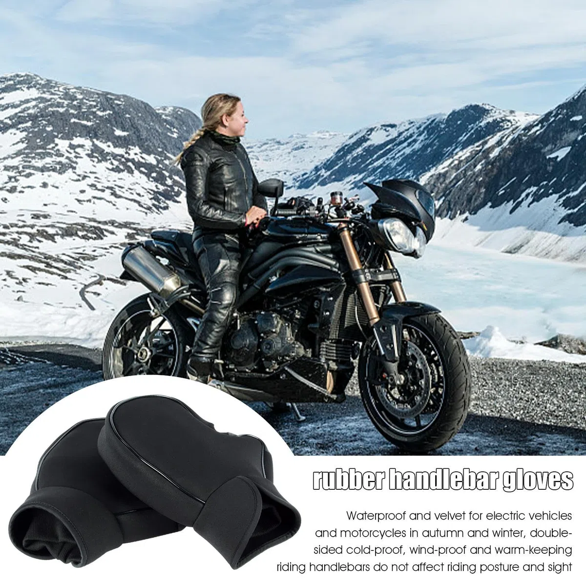 Manoplas Invierno Manillar | Manoplas Calefactoras para Manubrio De Moto | Mitones Térmicos para Ciclismo Y Conducción En Frío para Snowmobile ATV Bicicleta Eléctrica Y Convencional