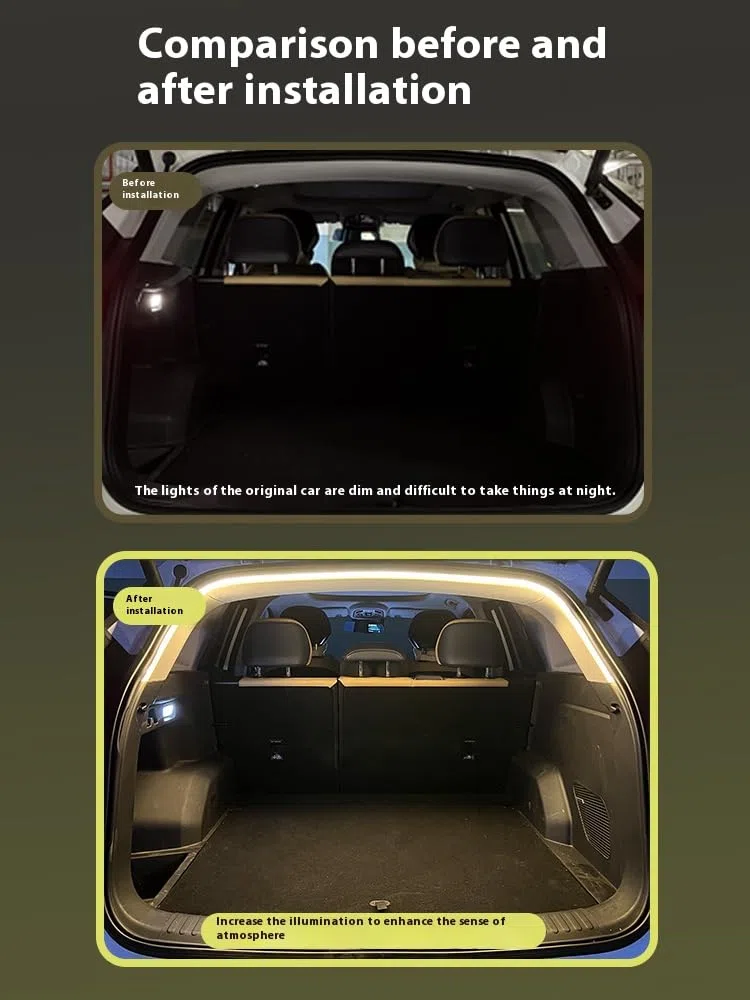 Dynamic Flowing Car Trunk Light Strip, Trunk Led Light Strip，Led Strip Lights for Car Trunk Cargo Area or Interior Illumination Decoration (White,Half Circle 2 m/78 in)