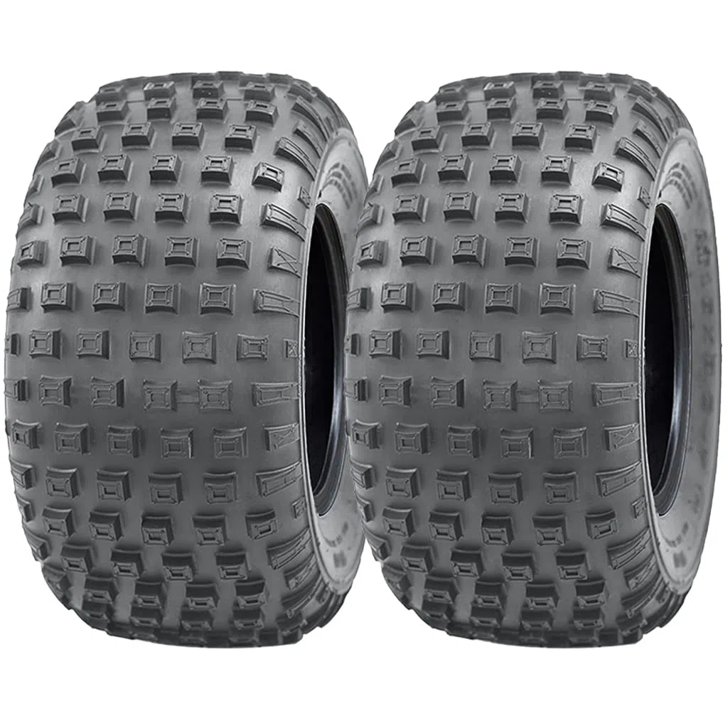 Parnells - 2 Juegos de Neumáticos sin Cámara para Atv, 145/70-6 - 50 cc 90 cc 110 cc, 2 Capas P319 Wanda, Diámetro 355 mm, 140 mm de Ancho, 75 kg - Marca E, Legal en Carretera