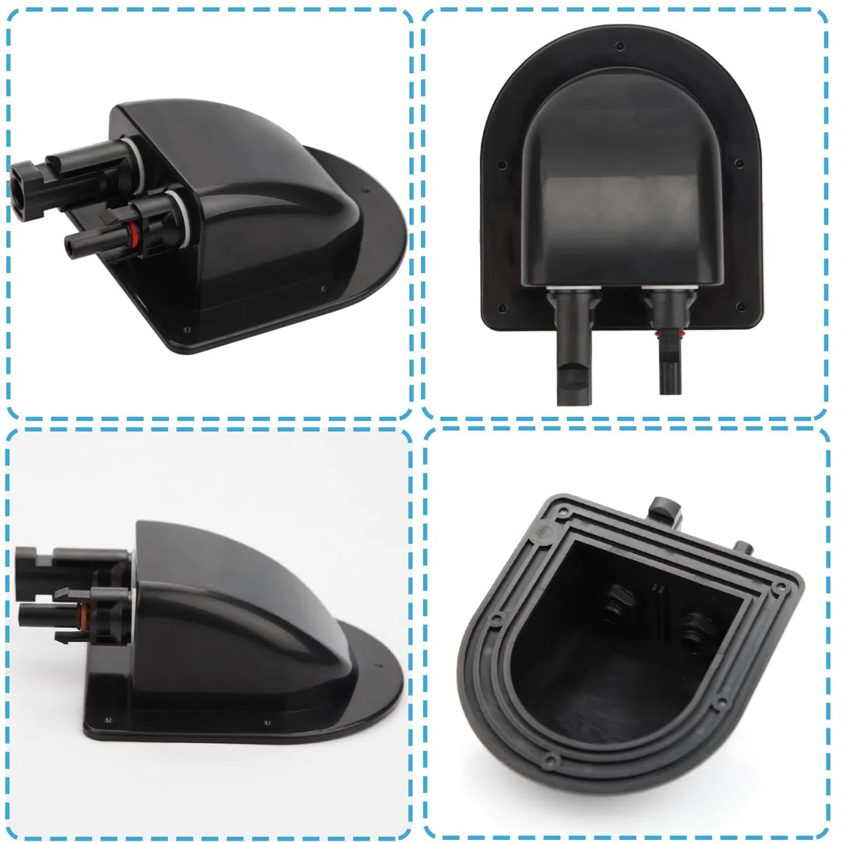 Mbsomnus 2 Piezas Placa de Entrada de Cable Solar Pasamuros Pasacables Impermeable Doble ABS Caja Cables Glándula Entrada Cable Solar Pasamuros Placa Solar para Claraboya Techo Caravana
