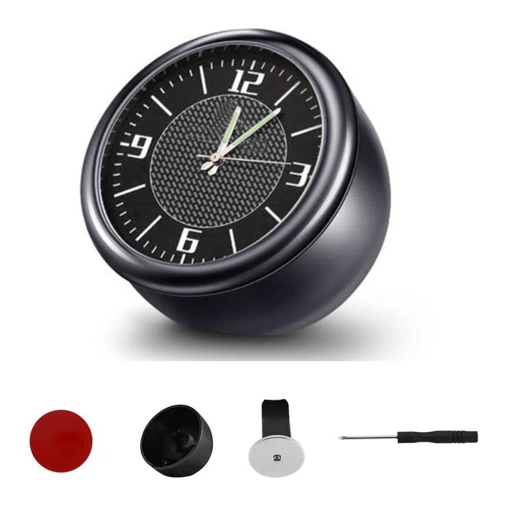 Reloj de coche, KACEPAR 1.6" Mini Reloj de cuarzo para el salpicadero del coche, Reloj universal de decoración,Reloj de coche y reloj luminoso interior modificado