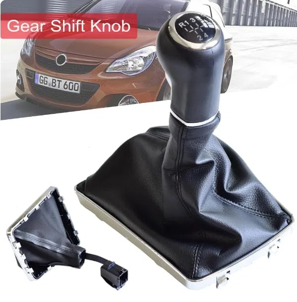 car passion Pomo Palanca de Cambios + Funda + Aro de Retención Compatible con Opel Astra H (2004–2010) Juego Completo de Repuesto para Coche (5 Marchas)