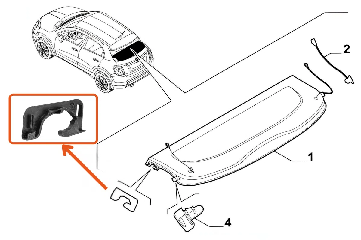 Par de ganchos para estante derecho e izquierdo para maletero compatible con Fiat 500X 2014 – 2024 | Adecuado para Fiat Panda 2012 – 2023, para Alfa Romeo Giulietta 2010 – 2020, compatible con