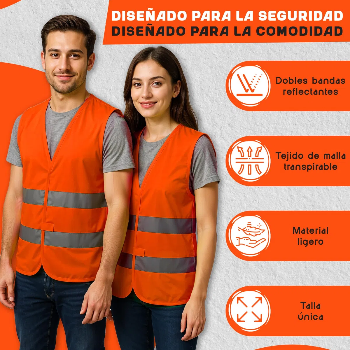 chalecos reflectantes Pack de 4 & 10 para Hombre & Mujer – Cumple con EN ISO 20471 & EN ISO 13688 – Tiras Reflectantes, Ligero & Transpirable – chaleco reflectante moto, chaleco reflectante