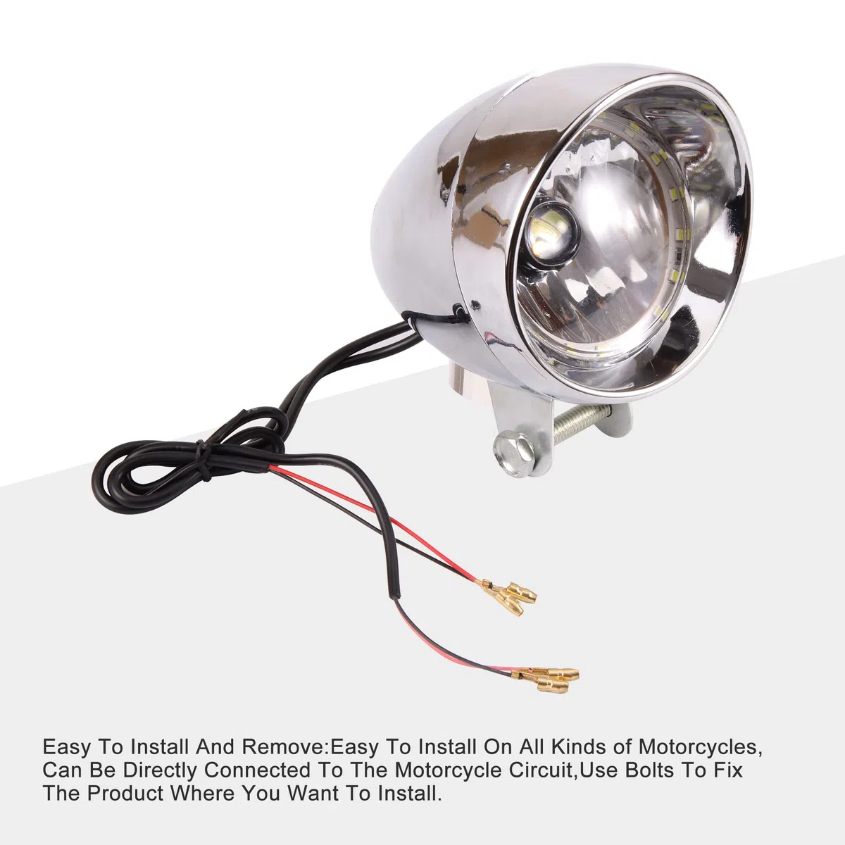 GOOFIT cromo motocicleta faro lámreemplazo para de cabeza con copia de seguridad Indicador Luz Integrado reemplazo para Scooter ATV Cruiser Chopper