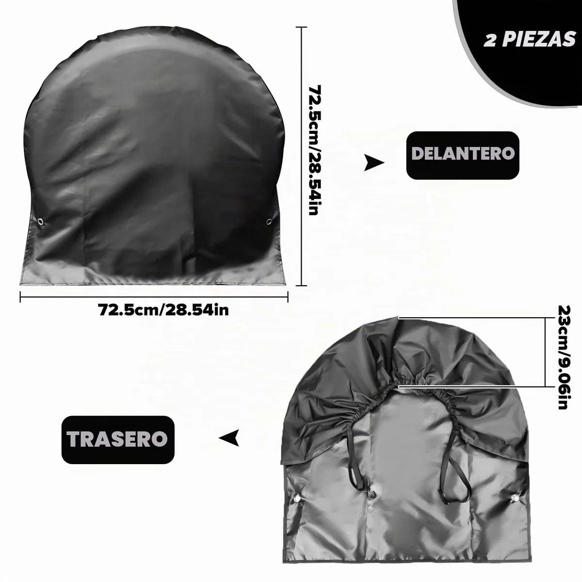 Raxfekro 2 Cubiertas para Ruedas de Caravana, Color Negro (72,5 x 72,5 cm), Adecuado para Coches, Remolques y Más