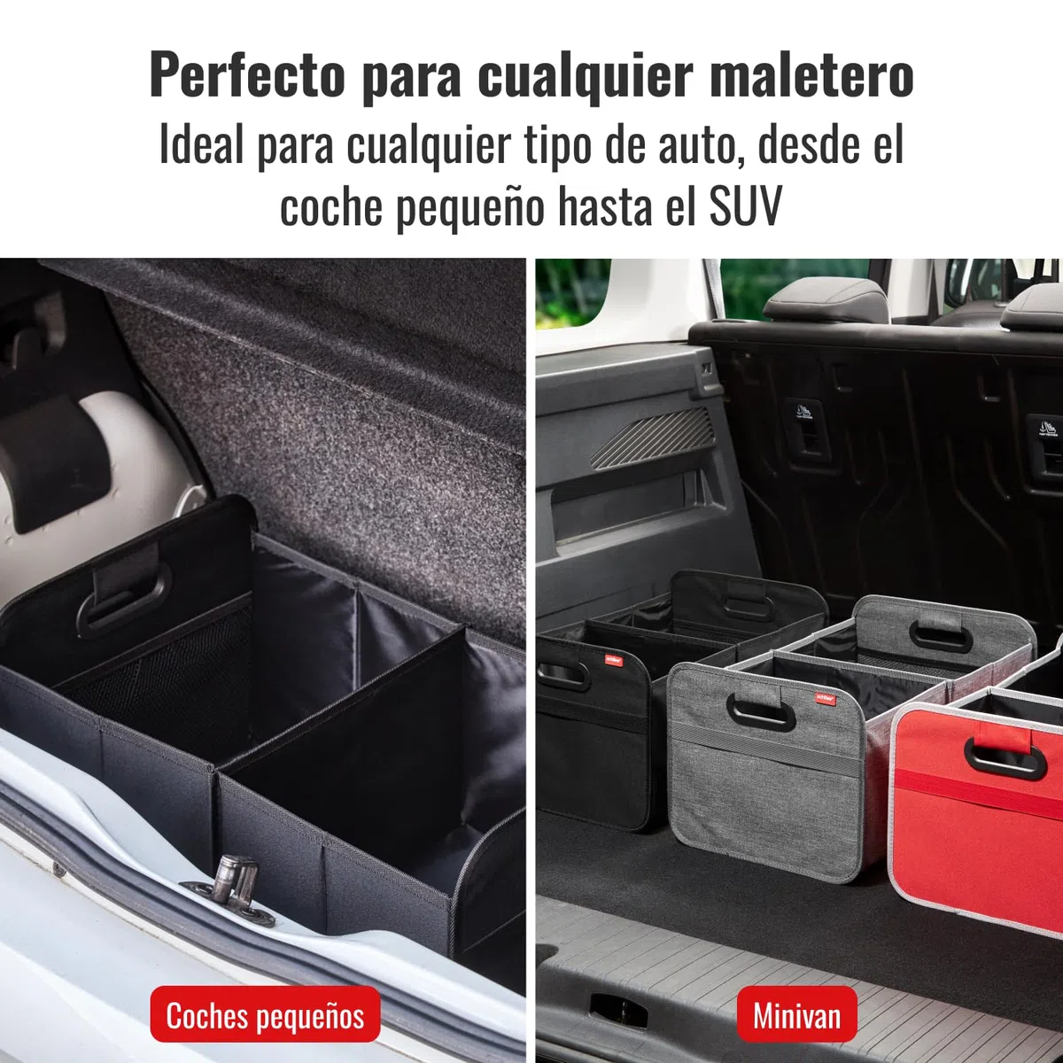 achilles Organizador de Maletero Coche – Caja Plegable XL con Bolsillo de Red – Compacta y Repele Agua – Ideal para Almacenaje Versátil – Accesorios Coche Interior – Negro – 50cm x 32cm x 27cm