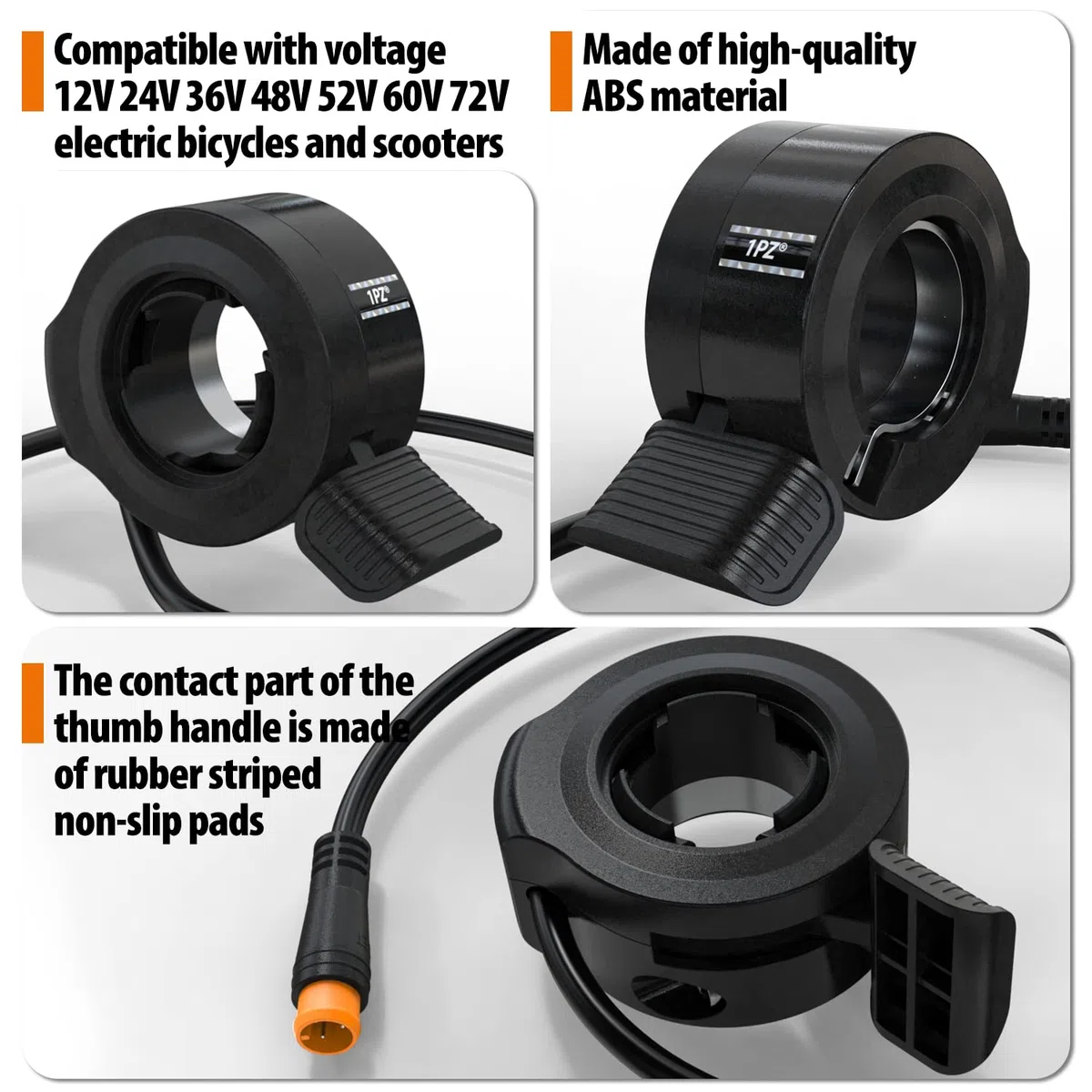 1PZ ES6-FG6 Acelerador de Dedo Bicicleta eléctrica con Conector impermeable Reemplazo para Bicicleta eléctrica Patinete Acelerador de mano derecha e izquierda