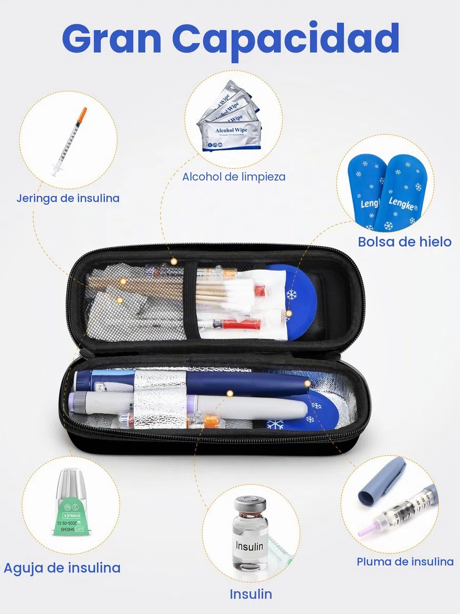 SUNMON Estuche Insulina Frio con Pantalla de Temperatura, Refrigerador Insulina Portatil, Nevera Insulina Viaje de Aprobado por la TSA, Nevera Medicamentos Portatil con 2 Bolsas de Hielo