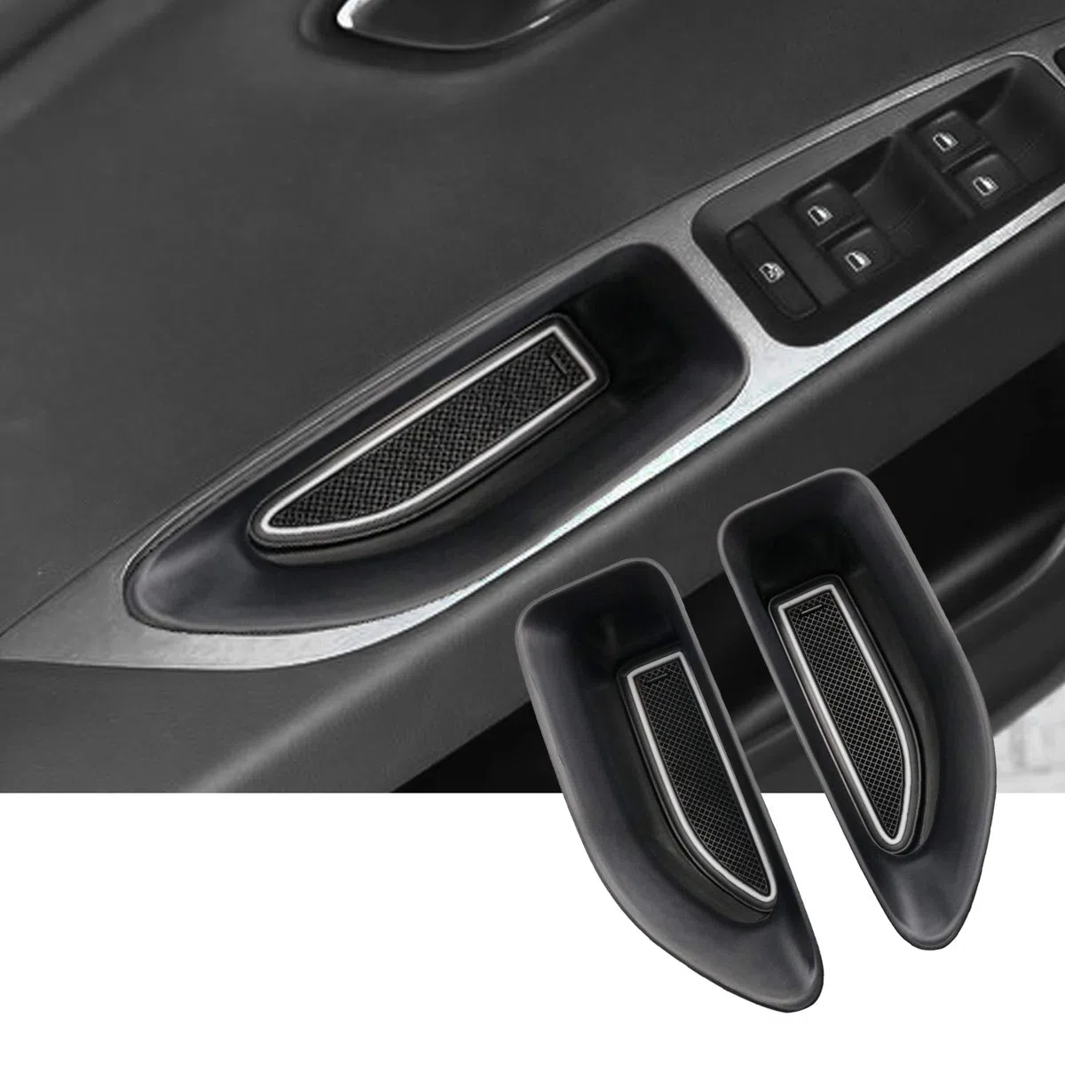 CDEFG [2 Unidades] Seat Leon 5F MK3 2013-2019 Caja de Almacenamiento, Marco Interior de la Puerta, Organizador para el Interior del Coche (Blanco)