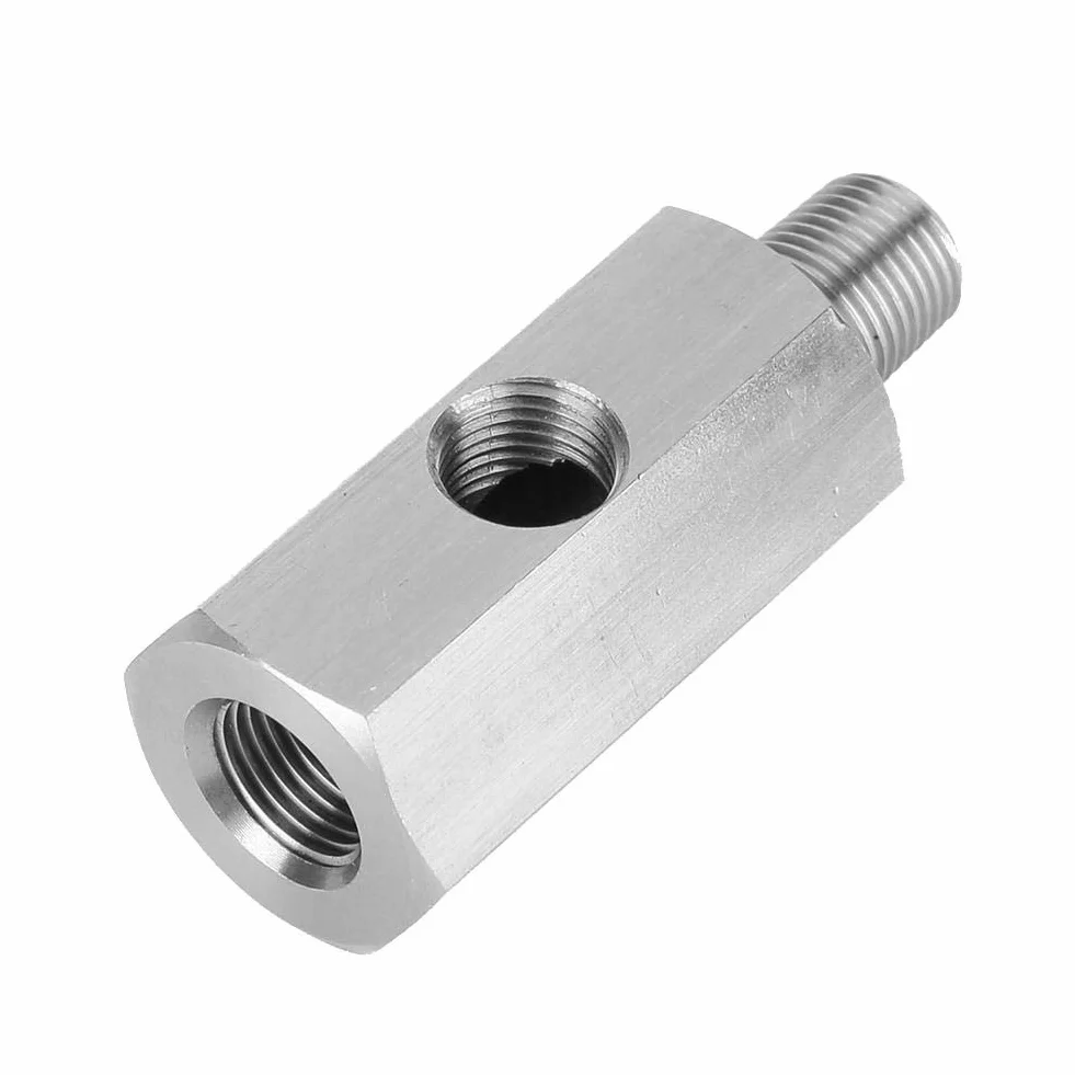 Aramox Adaptador del Sensor de Presión de Aceite, Medidor de Presión de Aceite de Acero Inoxidable M10 Tee a NPT Adaptador Turbo Supply