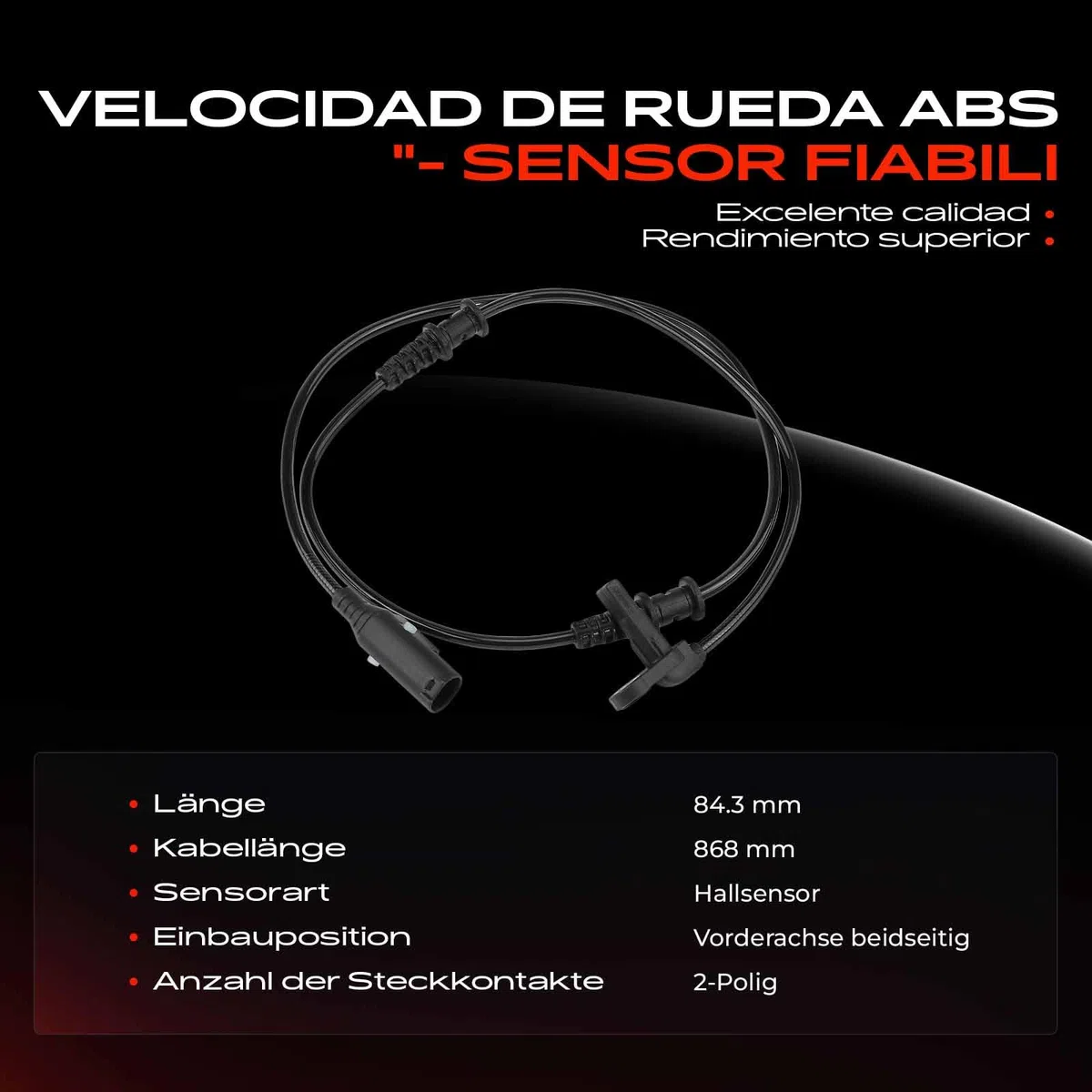 Frankberg Sensor de velocidad ABS 2 Polos Compatible con Sprinter 3 5-T Plataforma/Chasis B906 Sprinter 3-T Bus B906 Sprinter 5-T Plataforma/Chasis B906 Sprinter 3 5-T Bus B906 ALS3082
