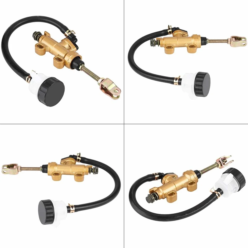 Qiilu Universal Rear Brake Master Cylinder Pump con depósito para Motocicleta Dirt Bike ATV