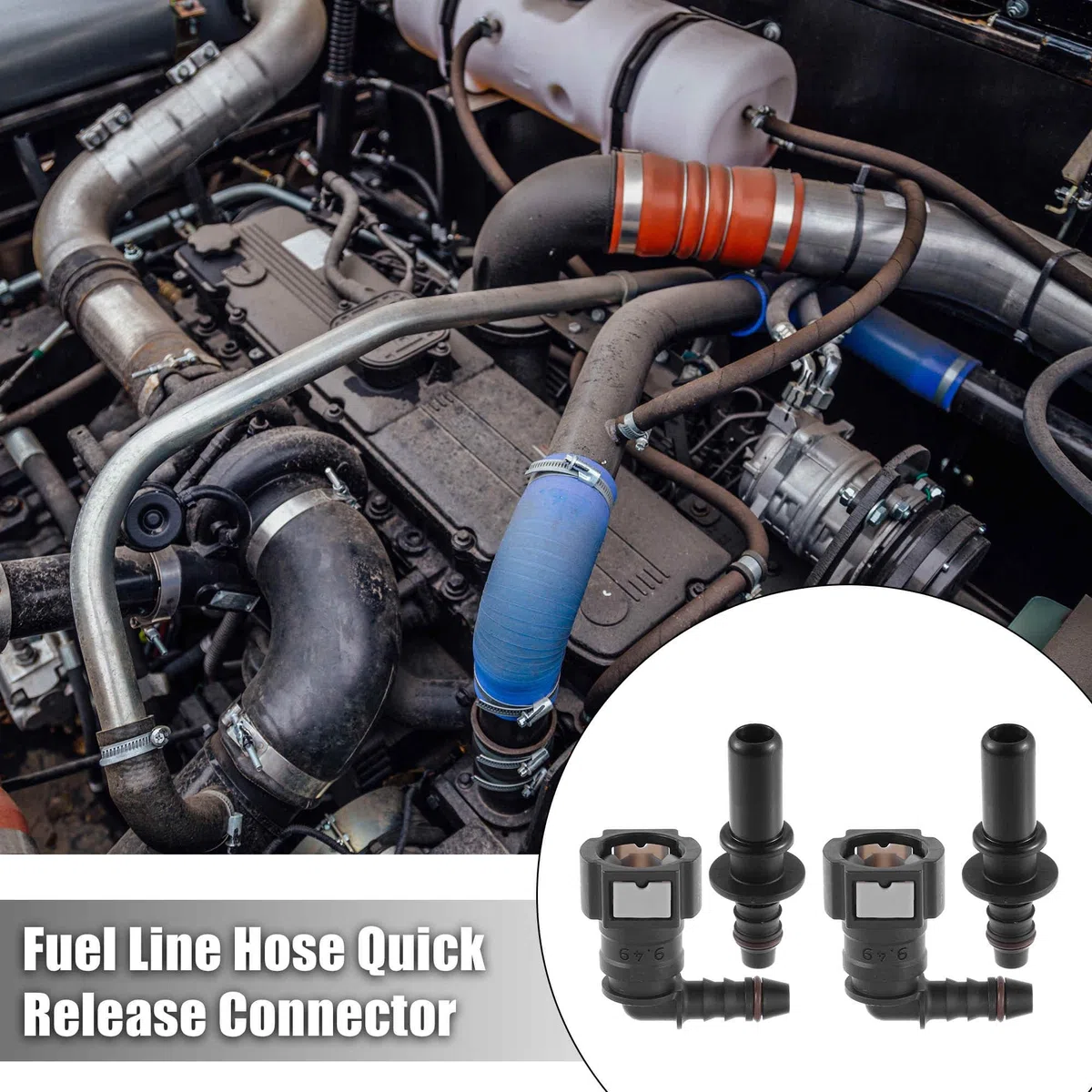 A ABSOPRO 9.49mm a 8mm 90 Grados Coche Combustible Manguera Rápida Liberación Conector 2 Juego