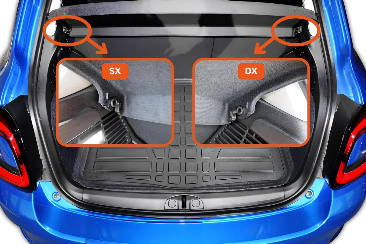 Par de ganchos para estante derecho e izquierdo para maletero compatible con Fiat 500X 2014 – 2024 | Adecuado para Fiat Panda 2012 – 2023, para Alfa Romeo Giulietta 2010 – 2020, compatible con