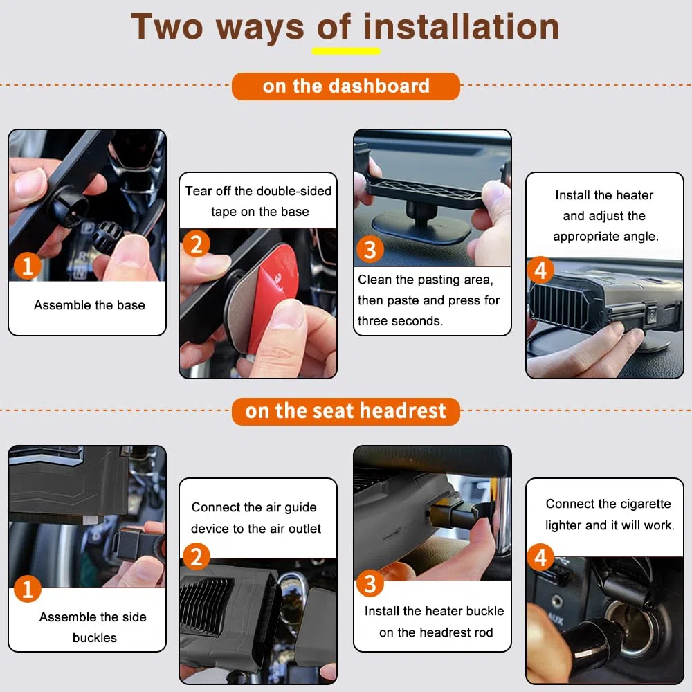 OBEST 4 en 1 Calefactor Coche mechero,Calentador Coche 12V,Car Heater,calefacción Coche Asiento,Descongelador de Parabrisas,antivaho Coche,Purificador de Aire, para Coches pequeños