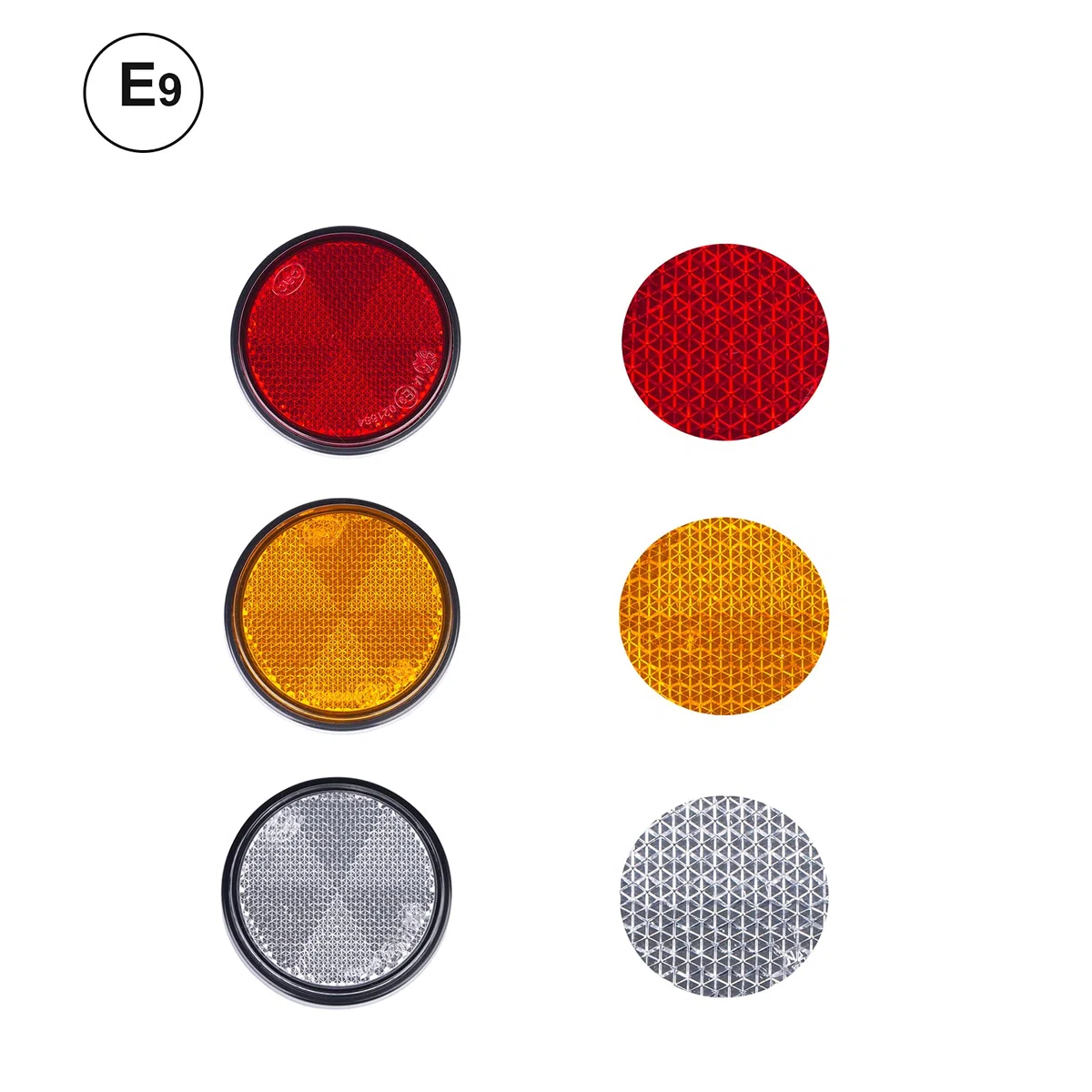 Reflectore Remolque, 2 Reflectores Triangulares Rojo con Fijación de Tornillo, 2 x Rojo 4 x Amarillo 2 x Blanco Reflectores Autoadhesivo Redondos, para Remolque Camión Caravana RV