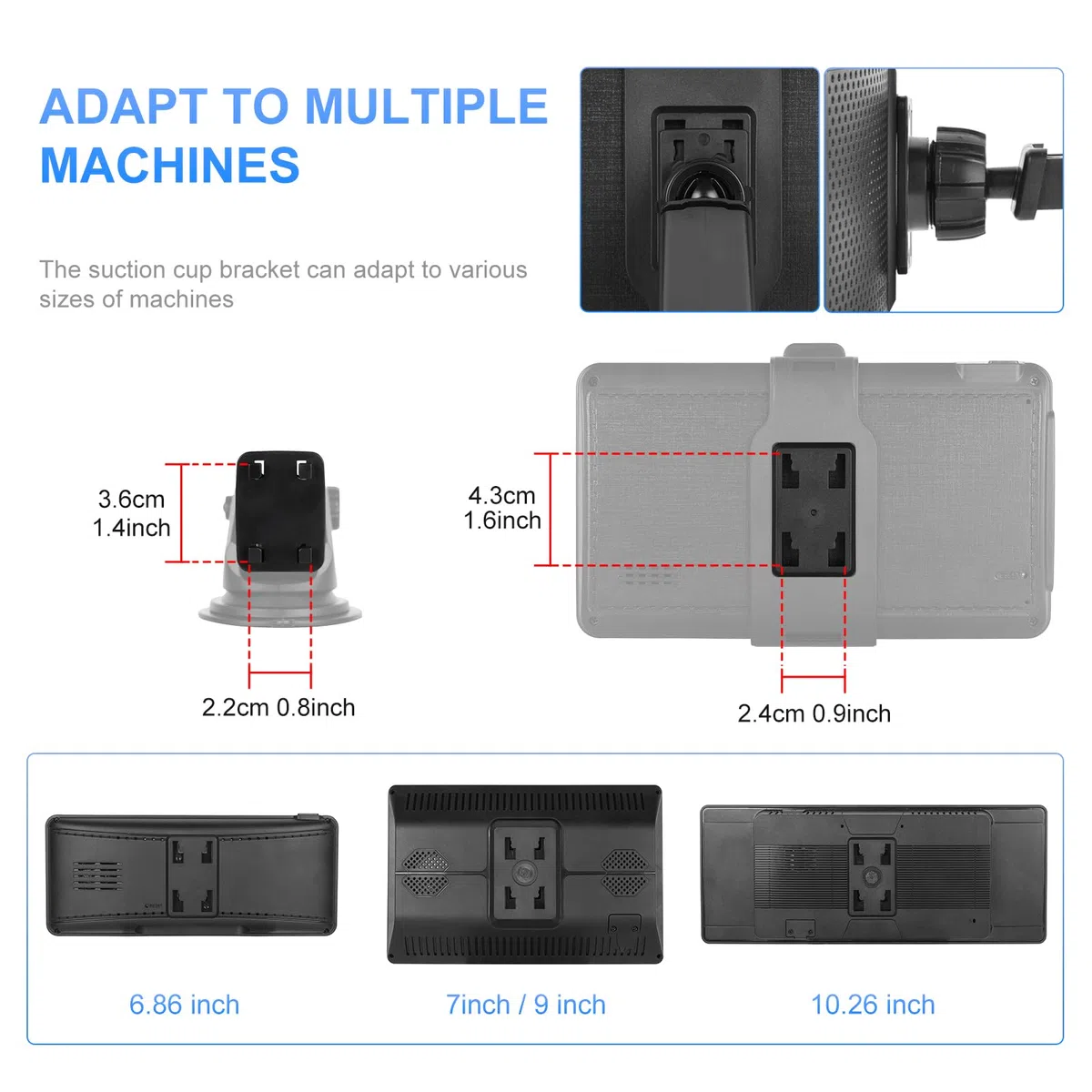 Hodozzy Soporte de Ventosa Flexible para Parabrisas y Salpicadero para Autorradios Portátiles de 6,8/7/9/9,3/10,26 Pulgadas, para Pantalla Carplay portátil Android Auto para Coche