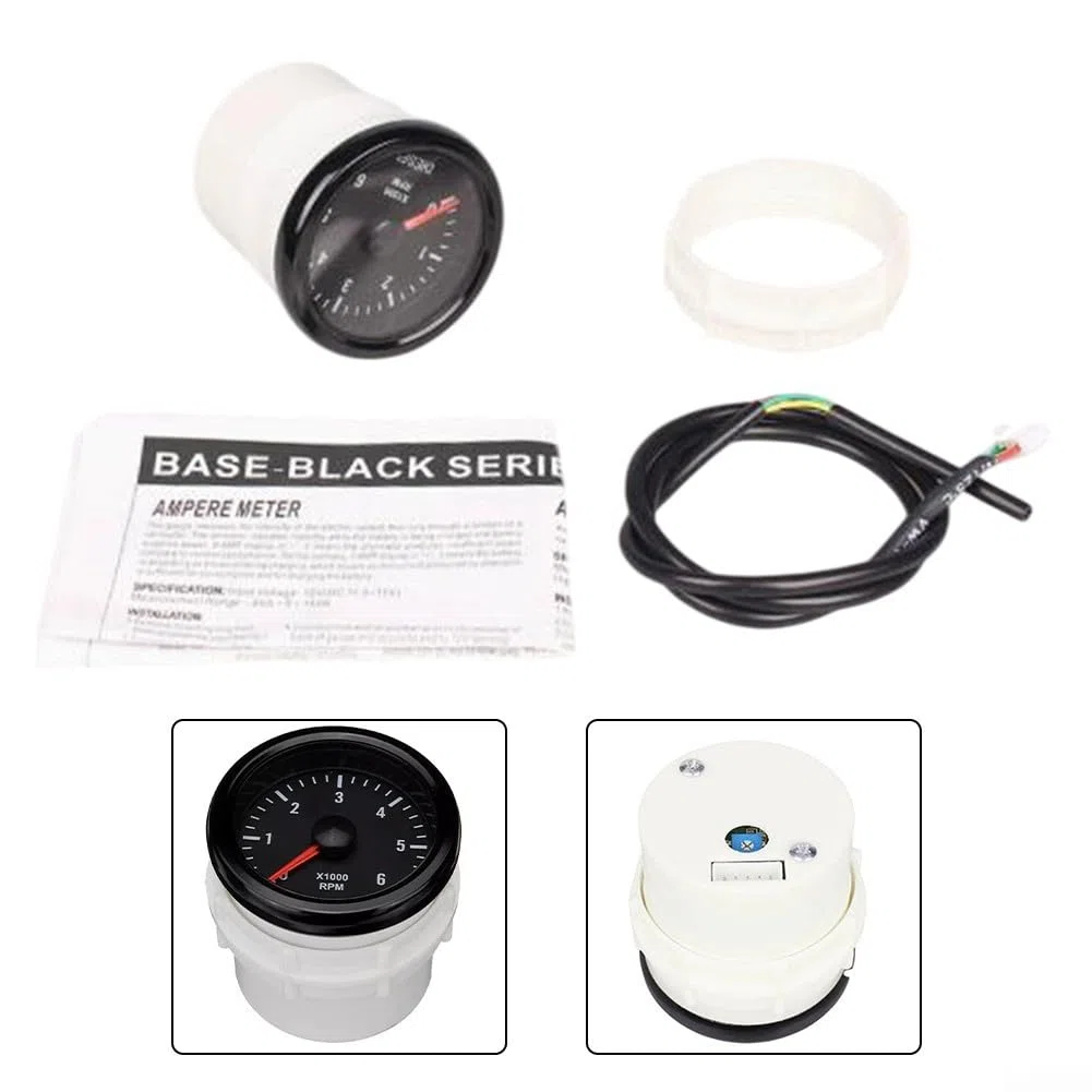 Medidor de tacómetro diésel de 12 V – Contador de revoluciones analógico blanco y negro para motores diésel