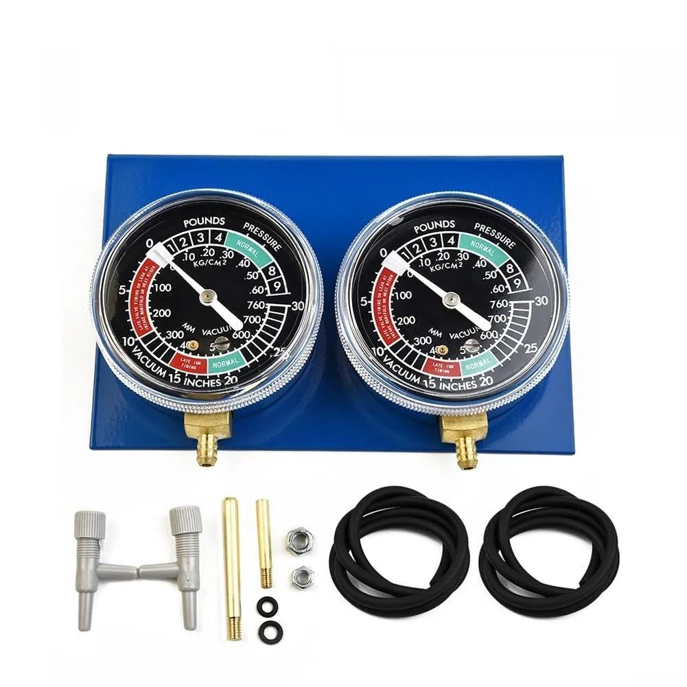 Herramienta sincronizadora de carburador de motocicleta, equilibrador de manómetro de vacío de 2 cilindros con kit de manguera, extensiones de latón para afinación y mantenimiento de precisión