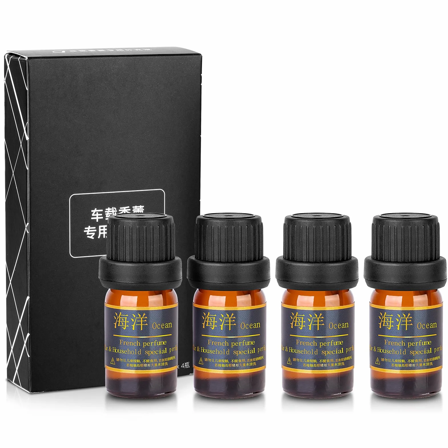Kwak's Repuesto de ambientador solar para coche, aceite esencial solar, aceite de perfume para ambientadores de coche (4 bot) (océano)