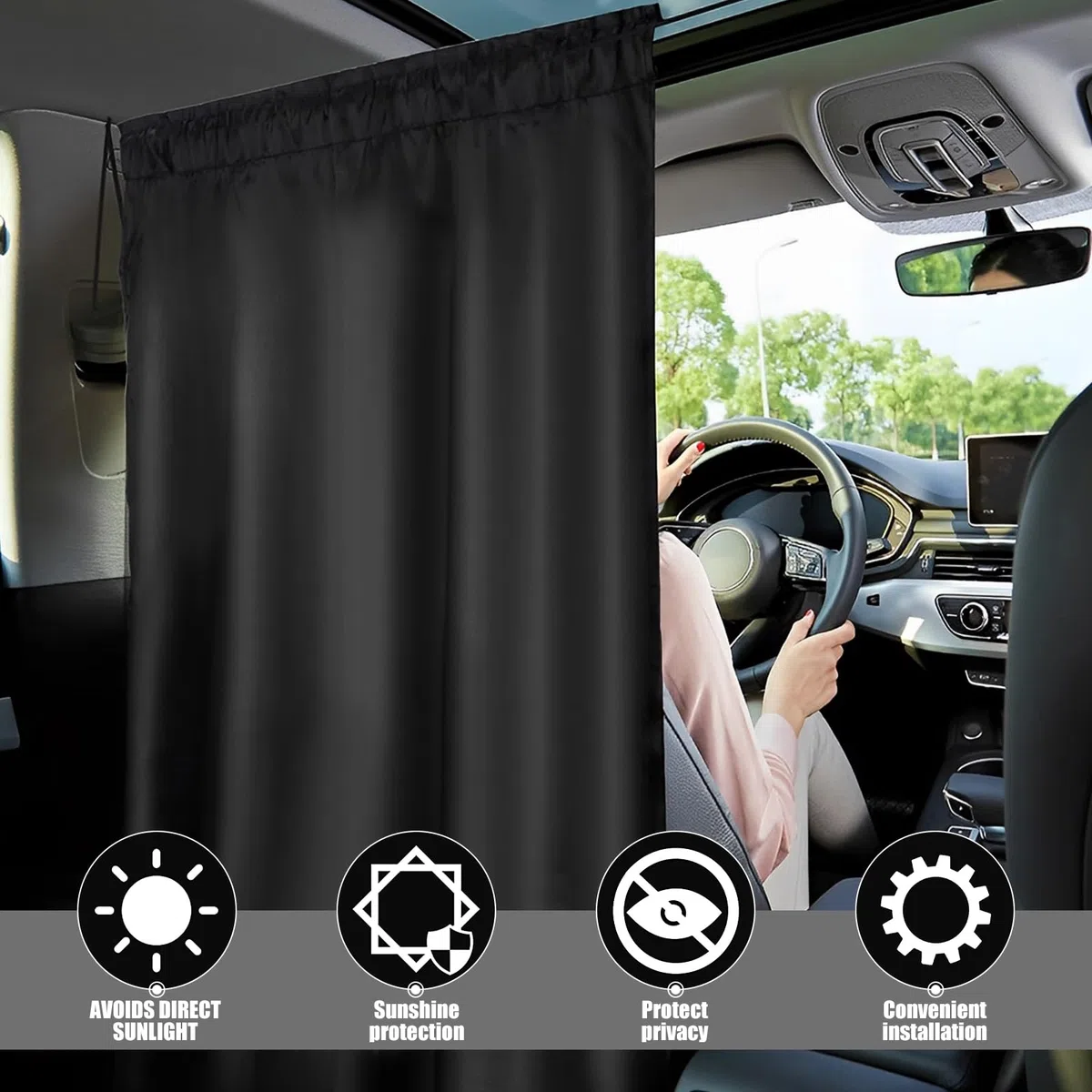 Cortinas de privacidad para coche, desmontables, cortinas de privacidad universales, cortina divisoria, parasol, ventana lateral, oscurecimiento, protección visual actualizada para viajes, camping