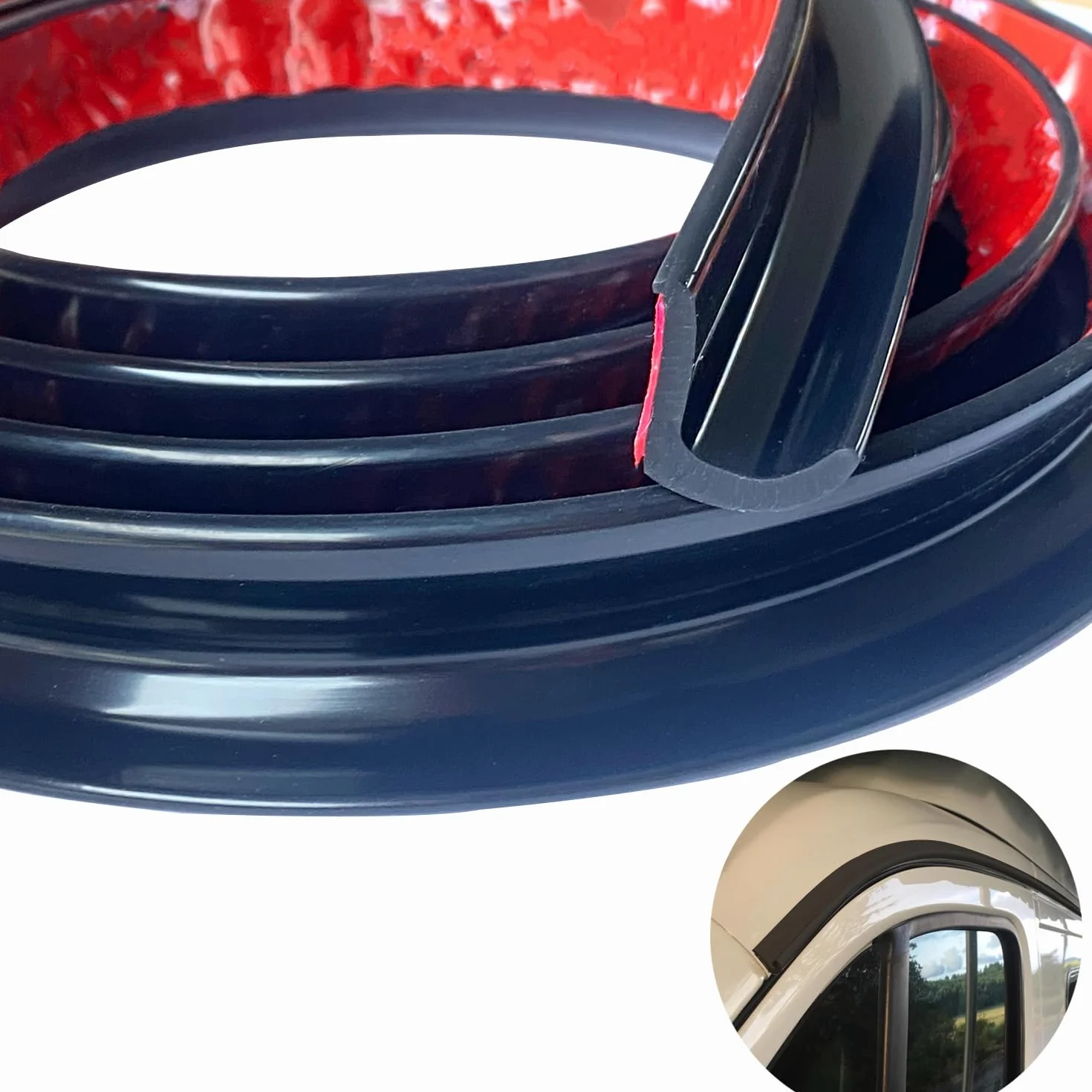 Riel de Goteo 2.5m Tira de Lluvia en Forma de J PVC Drip Stop Vierteaguas Autocaravana para Vehículos Caravanas Barcos Puertas Techos (Negro, 2.5M)