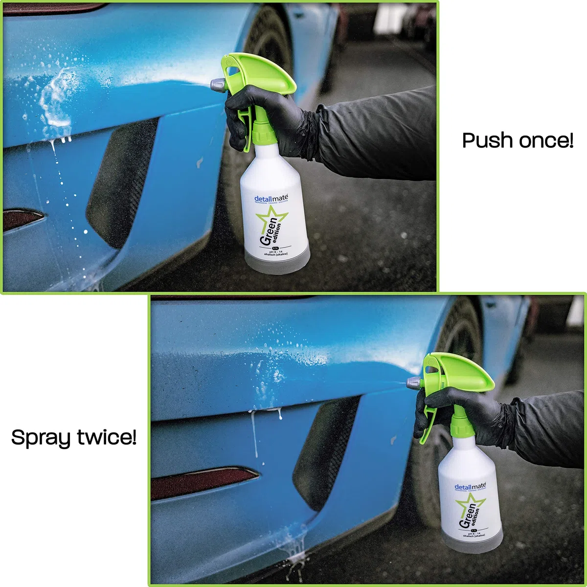 detailmate Green Star Set: Koch Chemie GreenStar - Limpiador universal de 1 L para coche y talleres industriales + pulverizador Kwazar Mercury, edición verde, 0,5 L, apto para pH 8-14