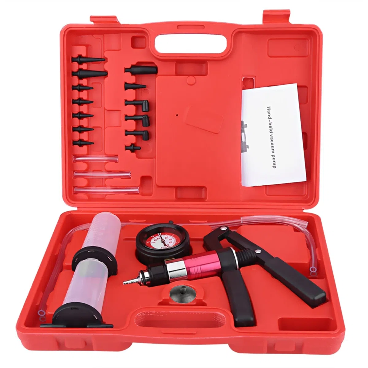 Kit de ventilación de Freno, Kit de Prueba de Bomba de vacío Manual de manómetro, Adecuado para automóviles, Motocicletas y Camiones