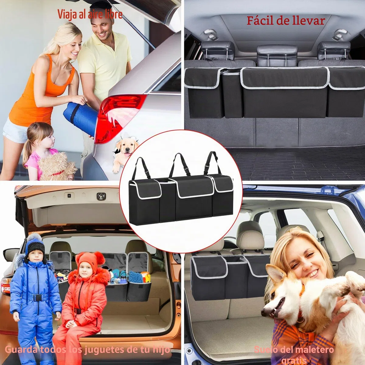 Organizador De Maletero De Coche Para El Asiento Trasero Del Coche Bolsa De Almacenamiento Para El Maletero Del Coche Bolsa De Almacenamiento Con Velcro Para Maletero, Plegable, Impermeable