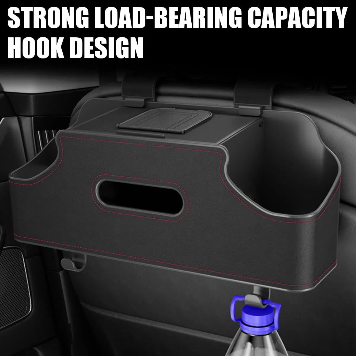 CGEAMDY Organizador Multifunción Para Asiento Trasero De Coche, Práctico Organizador De Coche Con Reposacabezas, Organizador Reposacabezas Asiento Trasero Con Portavasos, Caja De Pañuelos, Gancho