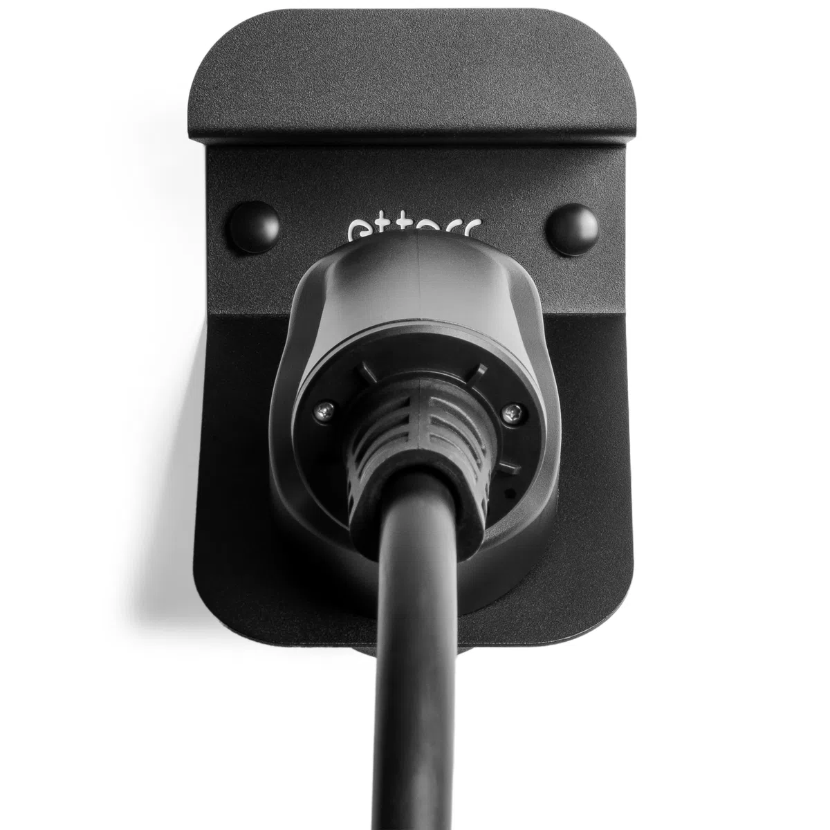 Soporte de Cargador Coche eléctrico. Base, Gancho de Pared, Manguera, Cargador baterias Coche eléctrico, EV, Organizador Cables, Accesorios Coche, Accesorios Moto. (Negro)