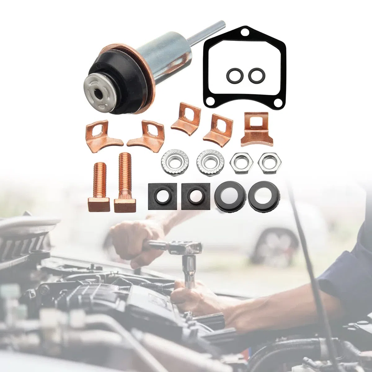 Compatible para 028000-3600 Autometenoid Reparación Contacto Émbolo Set Durable Motor Starter Rebuild Accesorios
