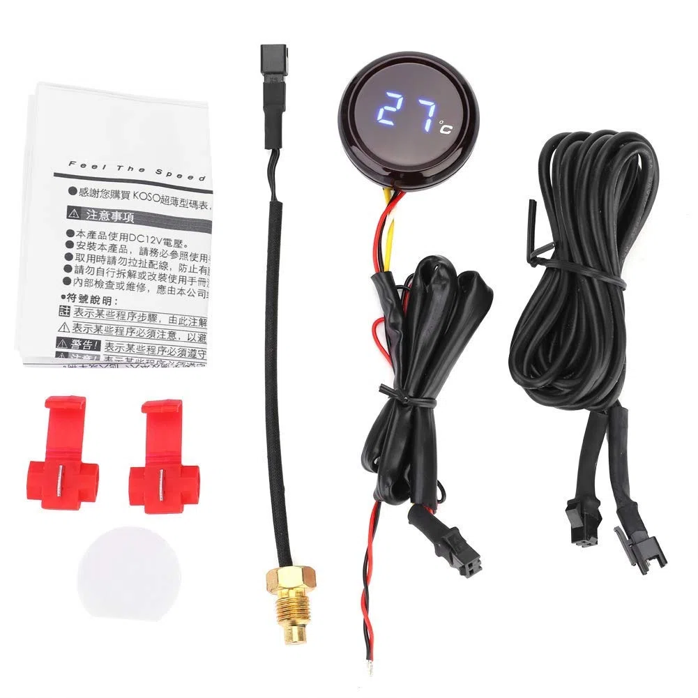Yctze Termómetro de motocicleta, termómetro digital medidor de temperatura del agua para MT-03 / / X-R600 (Azul) for marcador de temperatura moto, reloj de temperatura agua para coche, yamah