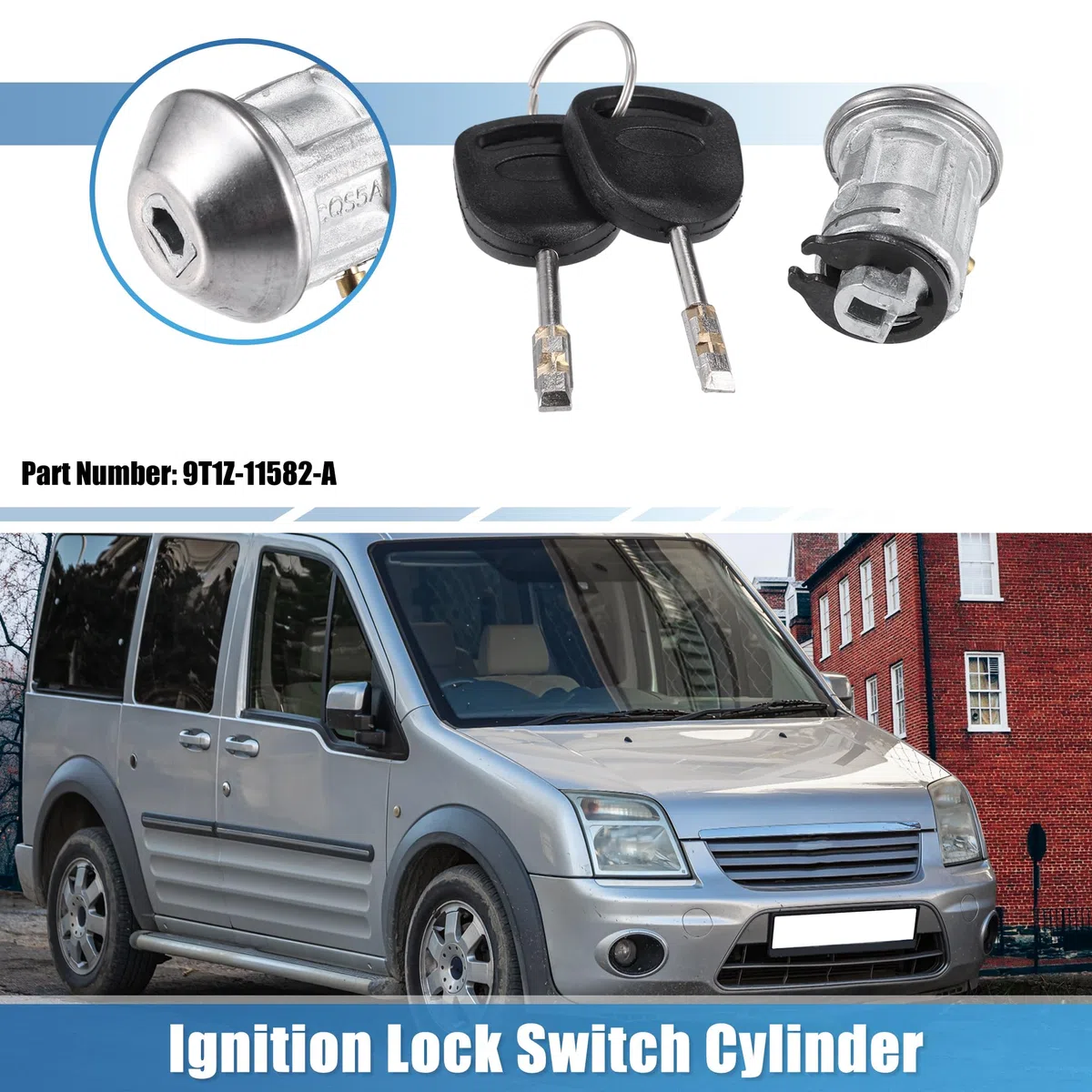QUARKZMAN Cilindro De Bloqueo Del Interruptor De Encendido | Para Ford Transit 10-13, Oe: 9T1Z11582A, Col: Plateado/Negro, Metal/Plastico, Tam: 31X49Mm, Para Xl, Xlt 2.0L L4 Gasolina
