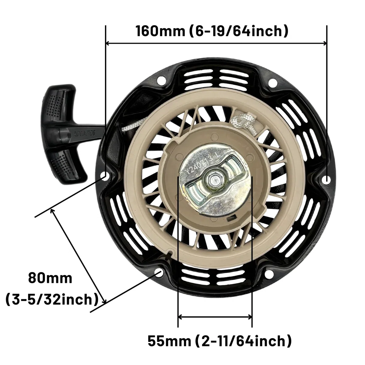Conjunto de arranque manual GX160 GX120 GX200 cuerda de tracción negra con polea para motores pequeños Honda Champion Coleman Firman de 5.5 y 6.5 hp