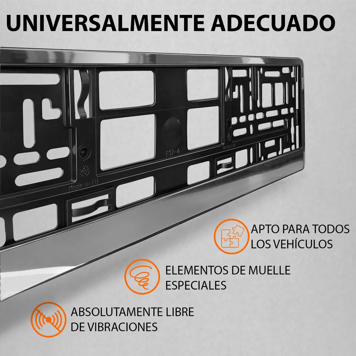 Portamatriculas Coche 520x110 mm - Soporte Matricula Coche [2 uds.] - con 8 Tornillos - Duradero y Resistente - Porta Matricula Coche Homologado - óptica Cromo - Apto para Todos vehículos - 52x11 cm