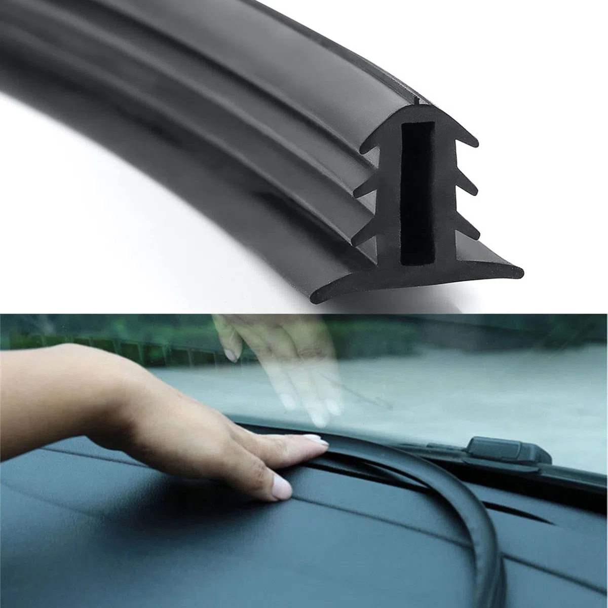 Miytsya Tira protectora de goma para coche, 6.5 pies, universal, para parabrisas de coche, panel de salpicadero, tiras adhesivas de aislamiento acústico, adecuadas para coches, camiones, barcos