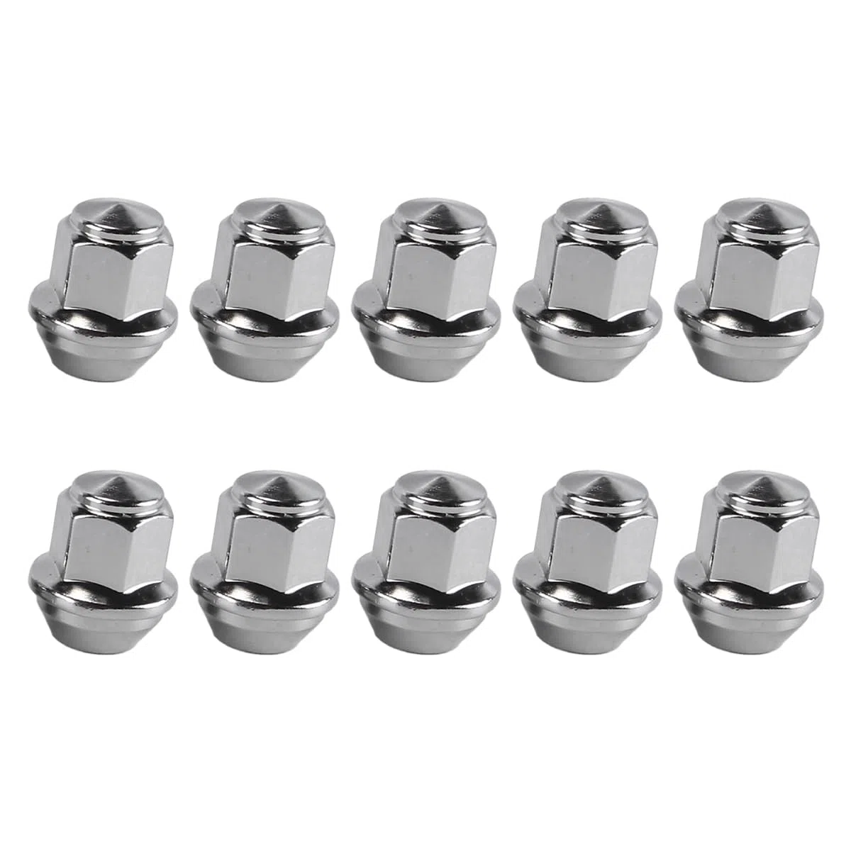 10 Tuercas de Rueda M14x1,5 hexagonales de 21 mm de Lado y 37 mm de Longitud, de Acero Plateado para Aplicaciones automotrices.
