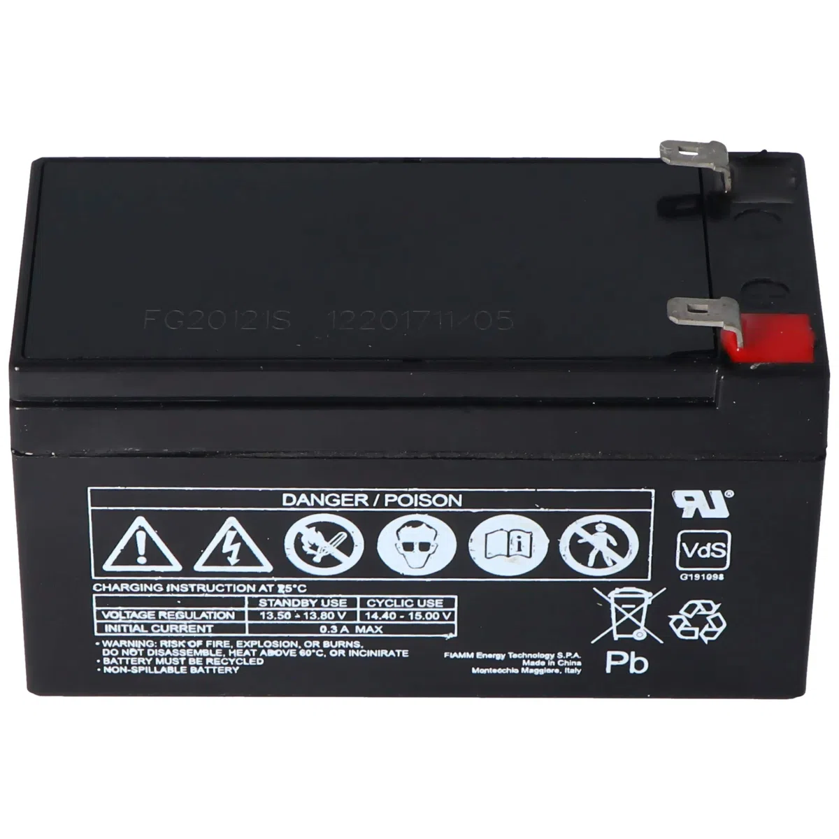 Fiamm FG20121A - Batería de 1,2 Ah y 12 V