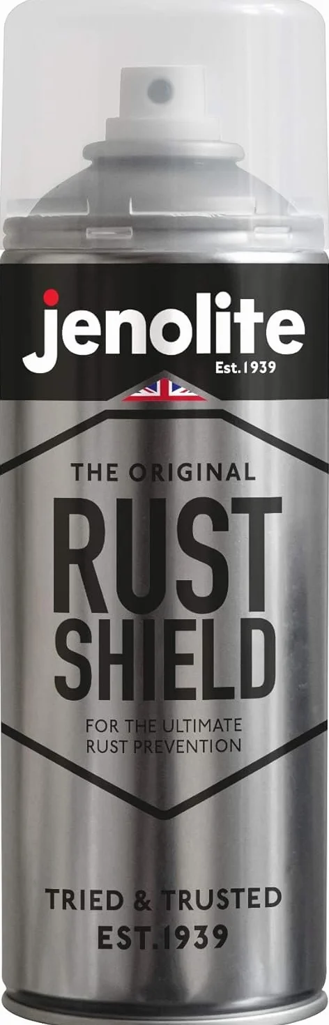 JENOLITE Rust Shield | Laca Transparente Antióxido Spray | 400ml | Protección contra Óxido | para Coches, Motos, Ornamentos, Metal y Pintura | Resistente al Calor +180°C y a la Intemperie