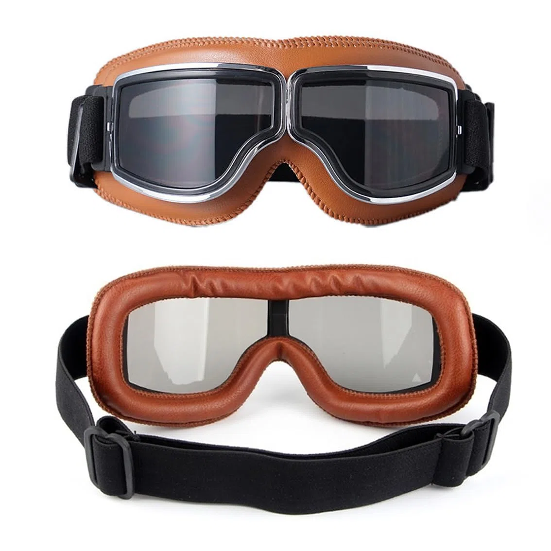Gafas Moto Vintage Gafas de Aviador Gafas de Motocross Gafas de Casco de Ciclismo Gafas de Protección para Los Ojos Gafas de Motocicleta Retro Gafas de Sol Retro Resistentes Viento y Polvo