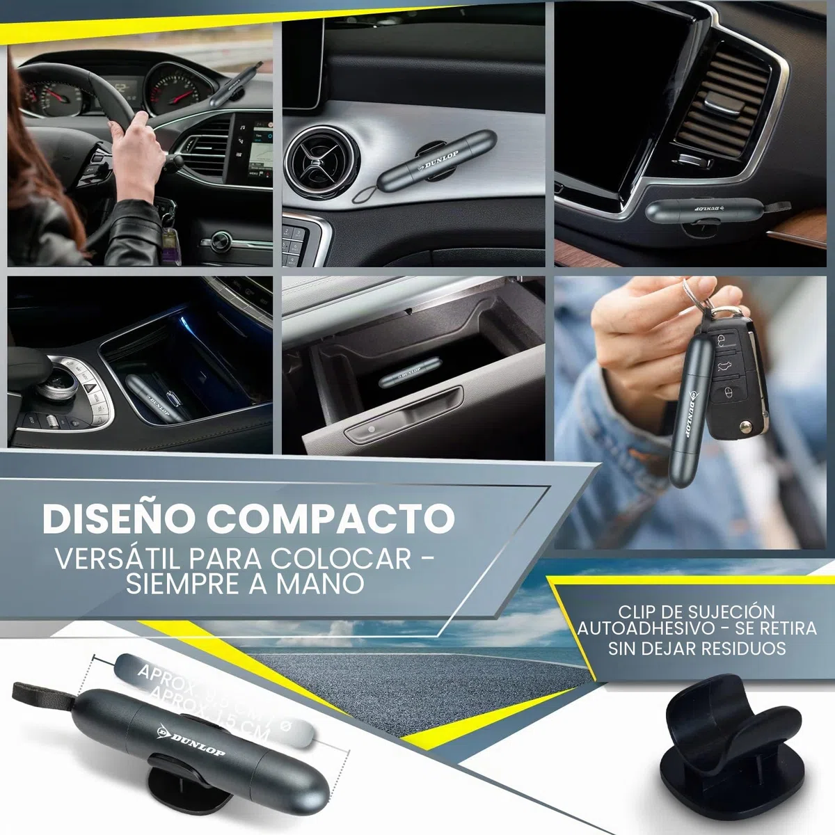 Dunlop Automotive Gurtschneider Notfallhammer-Marken Notfall Hammer mit Testglas zum Üben-Destruye besonders Verbundglas der neuen Auto Generation Federationfeder korn Nothammer-Emergency CarTool