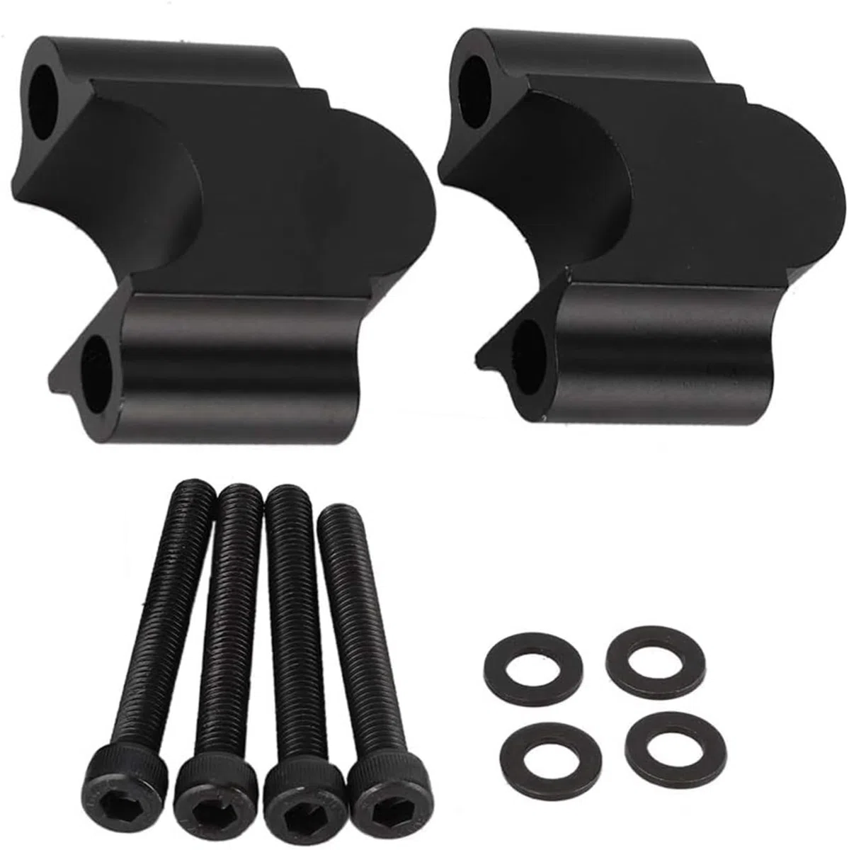 Sujetador universal de 7/8'' 22 mm para manillar de motocicleta, abrazadera de elevación de aleación de aluminio negro, compatible con KAWASAKI, SUZUKI, Victory (Negro)