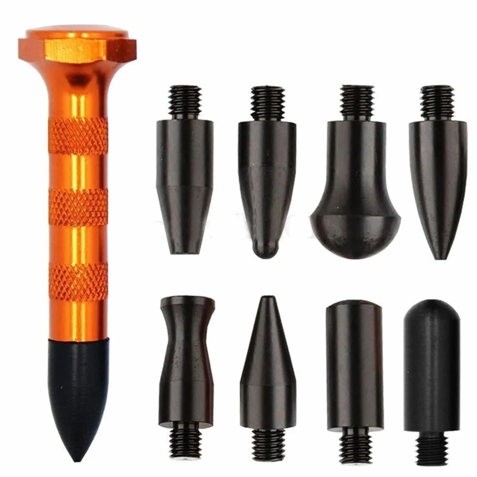 GS - Kit de 10 piezas para reparación de abolladuras en carrocerías; juego de martillo y tases intercambiables para eliminación de abollones