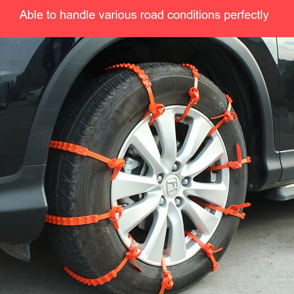 Cadena de Nieve para Coche,Cadenas Antideslizantes para Neumáticos de Nieve,Cadenas de Emergencia para Coche,Cadenas de Seguridad Ajustables,Antideslizantes,Cadenas de Seguridad,10pcs
