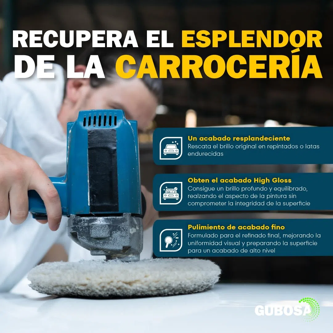 Pulimento coche alto brillo profesional sin silicona para carroceria pulimento arañazos quita arañazos coche polish abrillantador pintura efecto espejo detailing limpieza 500 ml | GUBOSA