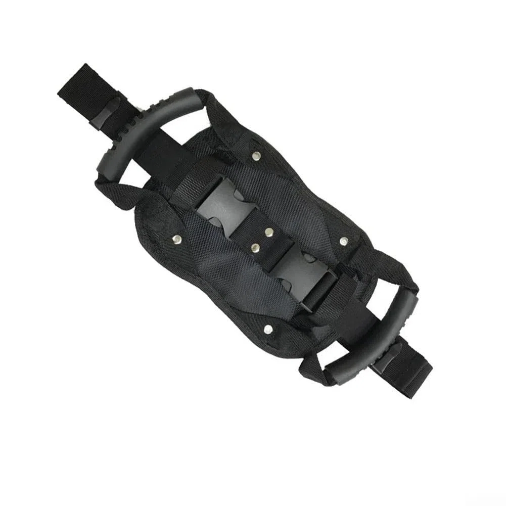 Correa de mano para pasajero de motocicleta, cinturón antideslizante ajustable con manillar para asiento trasero, color negro