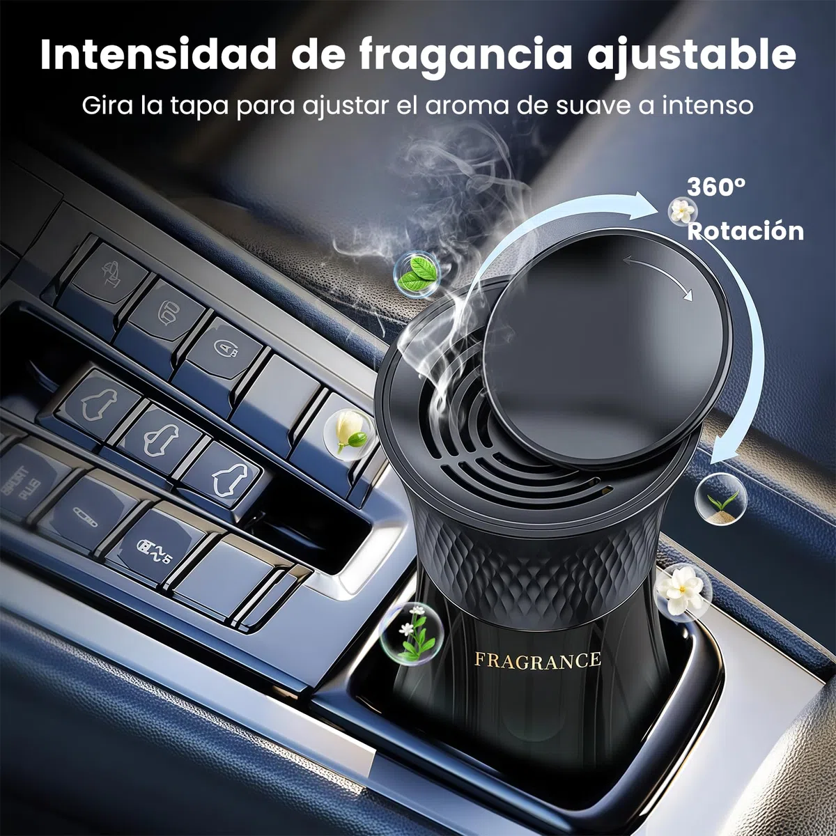 Ambientador Coche 110 ml, Diseño de Reloj de Arena Inspirado en la Torre Eiffel, Difusor de Perfume para Portavasos, Fragancia Fresca de Cítricos, Perfume Coche de Larga Duración para SUV y Camión