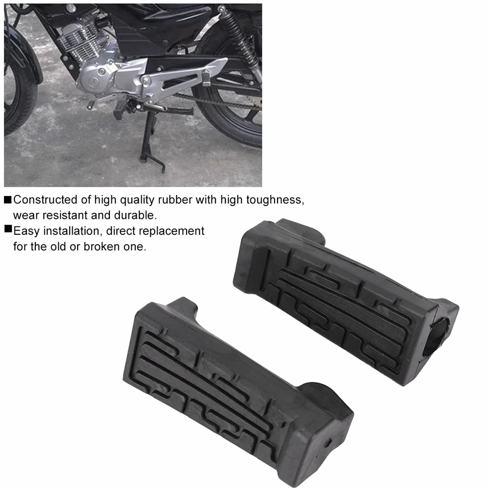 Pedales de Goma con Clavijas Delanteras YBR 125, Alta Dureza y Gran Estabilidad, Fácil de Instalar, Aptos para Pedal Delantero de Motocicleta